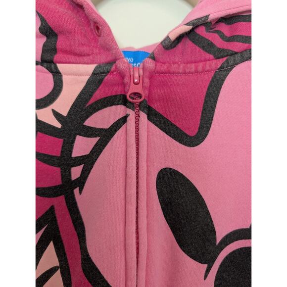 VTG Disney Tokyo All Over Print Pink Minnie Daisy Full Zip Hoodie - Picture 2 of 10